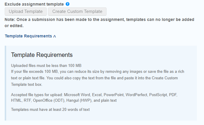 exclude assignment template turnitin